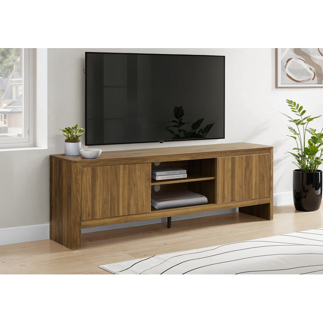 Tv Stand, 72 Inch, Console, Media Entertainment Center, Storage Cabinet, Living Room, Bedroom, Dark Walnut Laminate, Contemporary, Modern