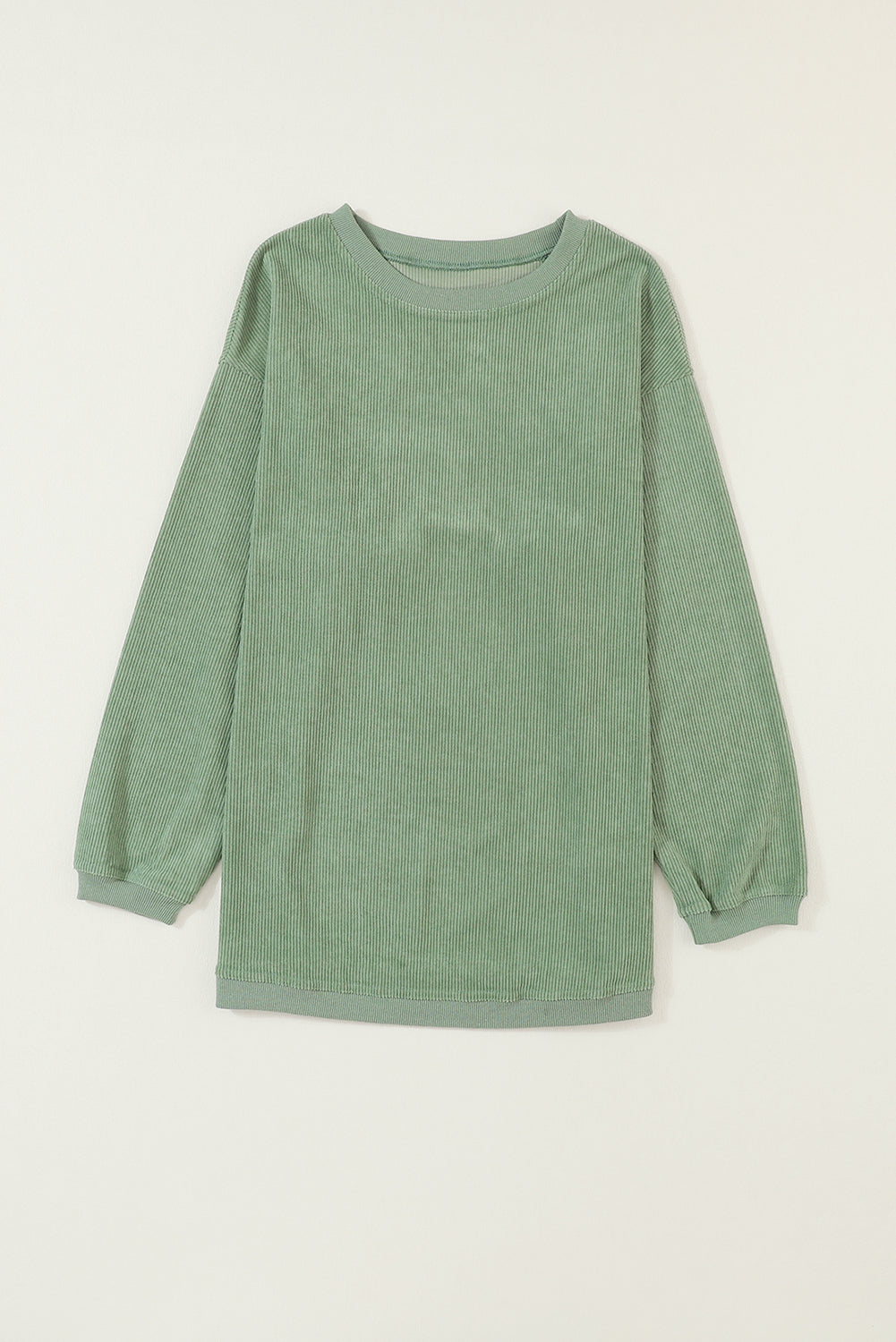 Grass Green Crinkle Rib Drop Shoulder Oversized Sweatshirt