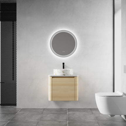 24 in in Wall-Mounted Bathroom Vanity With Ceramic Art Sink & 1-Soft-Close
