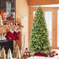 6FT Christmas Tree with 1032 Tips and 300 Warm White LED Lights – PVC+PE Mixed Branches, Hinged Structure for Easy Setup, Metal Stand for Strong Support, Lush Holiday Decoration