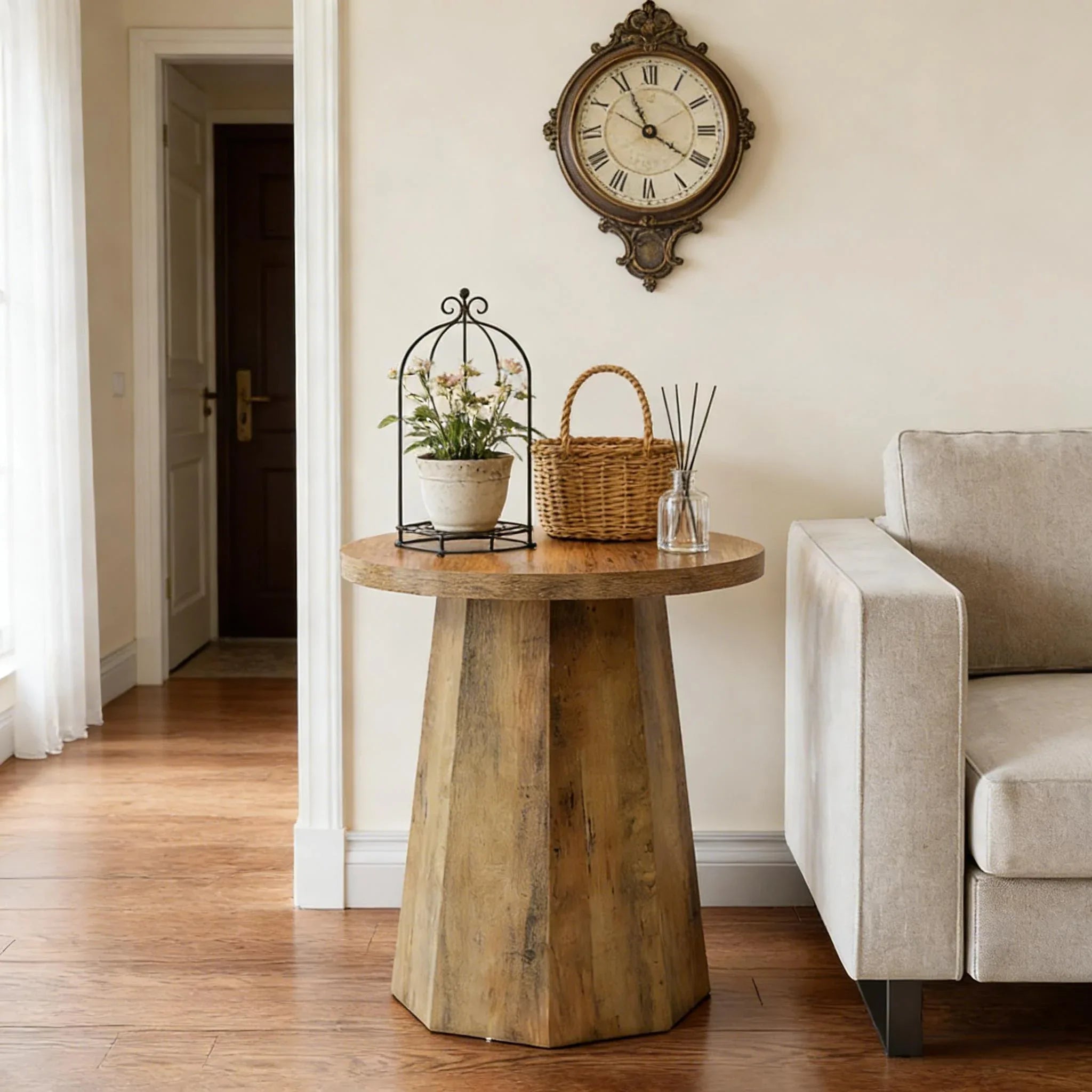 Wooden Coffee Table,Small End Table,Side Table,Round Reading Table - Eloy Royal