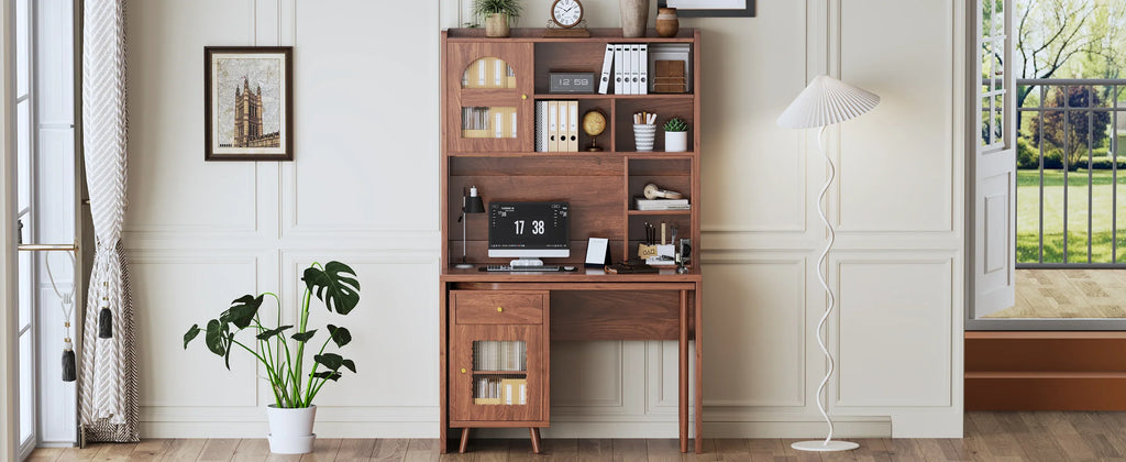 Computer Desk with 90 Degree Rotating Desktop, 43x70 Inch Office Desk with Storage Drawer and Cabinets, Gaming Desk with Shelves, Writing Desk for Study, Work Desk for Home (Old SKU:N733P279101D) - Eloy Royal