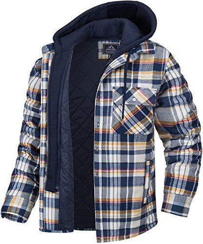 Men's Thick Padded Long Sleeves Loose Plaid