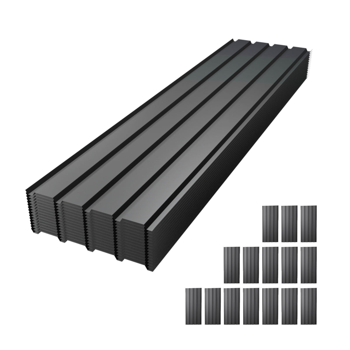 Metal Roof Panel Length 72.8IN Galvanized Roof Panels 15 PCS Waterproof Heavy Duty Metal Roof Panels for Outdoor House Storage Stables Patio Garages Sheds,Gray