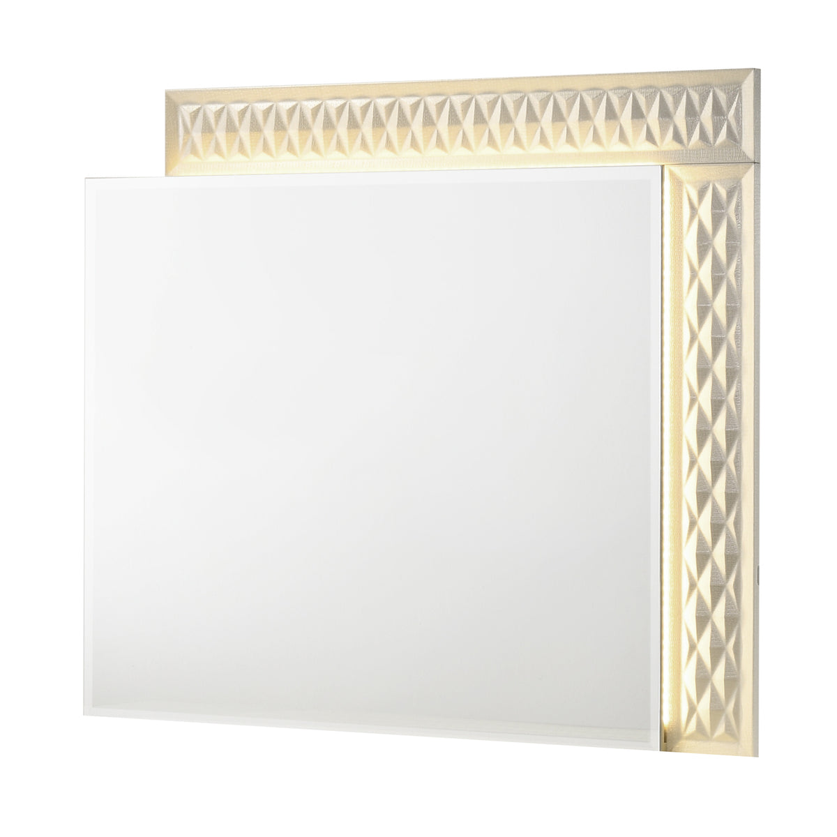 Stanley Modern LED Bedroom Mirror with Gray Crocodile Texture Frame Finish (Dresser Not Included)