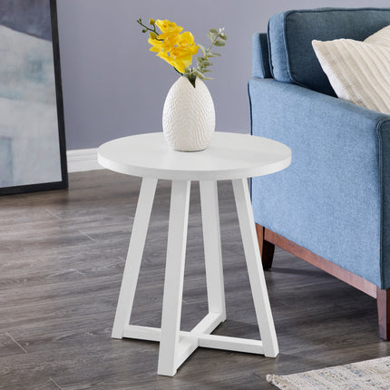 Modern Harmony Wood Round End Table, White