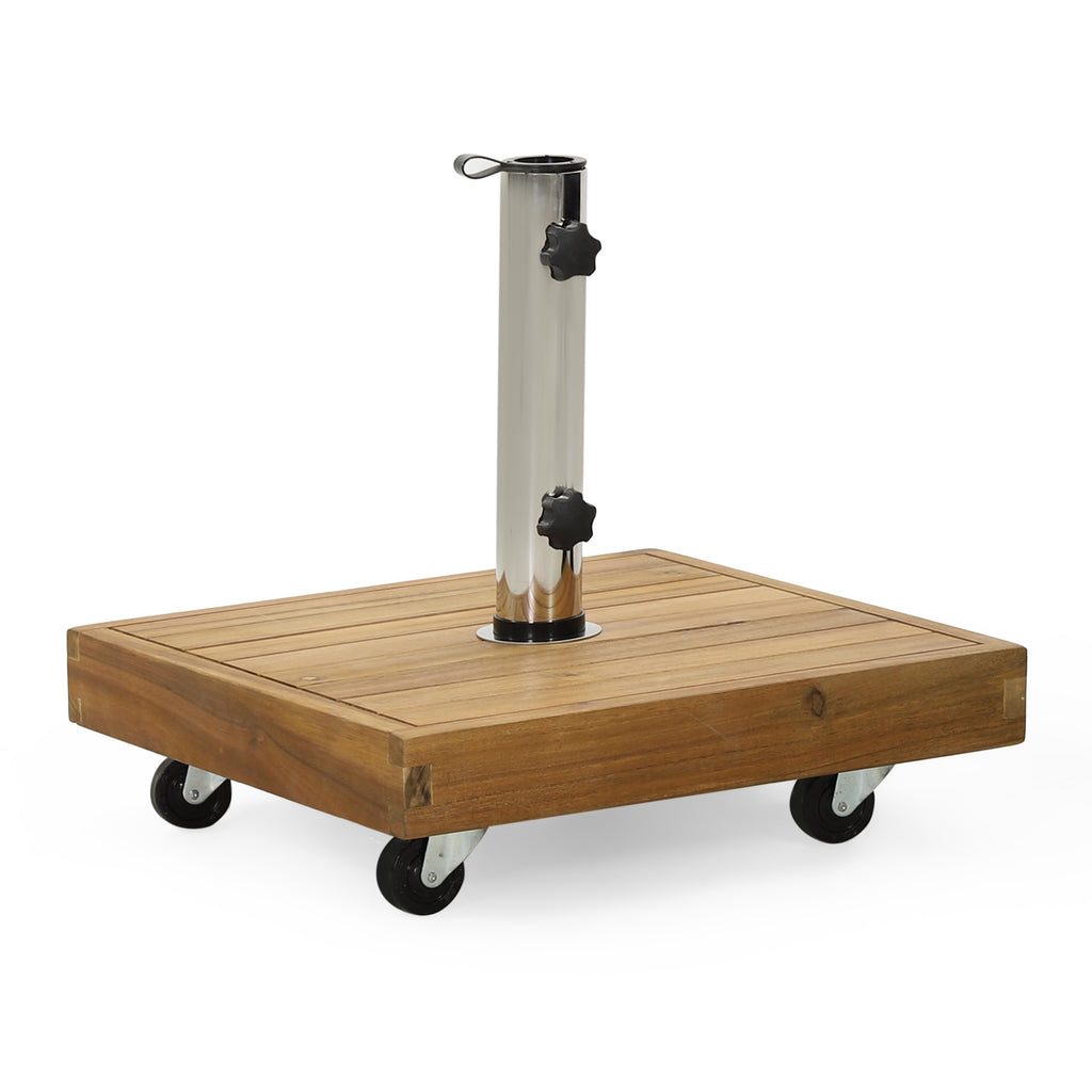 RALPH Square Umbrella Base with Teak Finish and Acacia Wood Construction