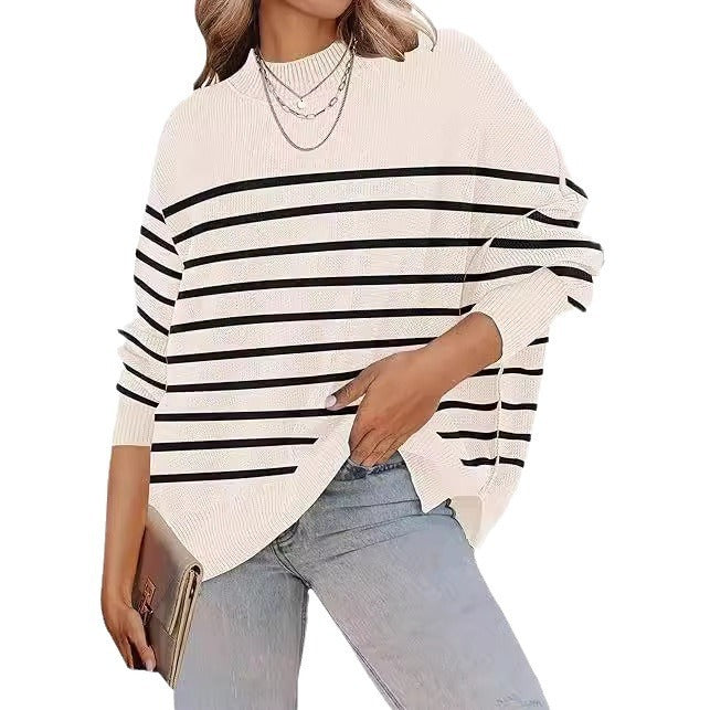 Loose Pullover Stripe Sweater For Women