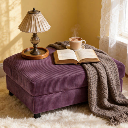 Corduroy Upholstered Rectangle Ottoman