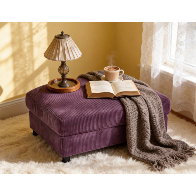 Corduroy Upholstered Rectangle Ottoman