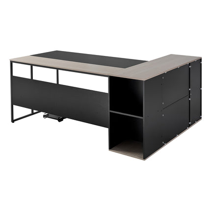 L-Shaped Executive Desk, Large Modern Office Table with Drawers & Storage Cabinet, Heavy Duty Wooden Executive Table with CPU Stand, 350 LBS Load Capacity, Easy Assembly, for Work Study Writing