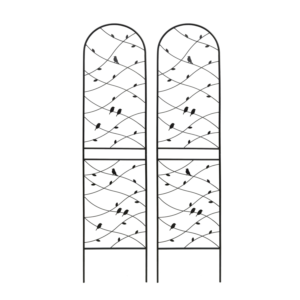 2 Pack Black Metal Garden Trellis 86.7' x 19.7' Rustproof Support for Climbing Plants Outdoor Flower & Bird Decor Iron