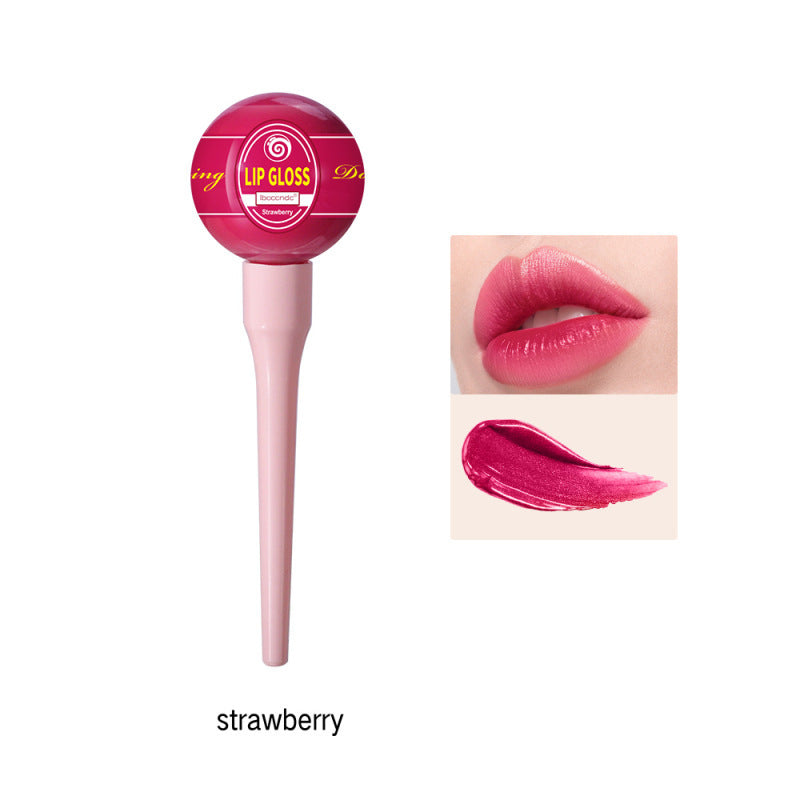 Lollipop Lip Glaze Tint Pump Crystal Waterproof Lip Gloss Niche Small Pepper Stain Moisturizing Sexy Flash