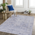 MAVAL Blue Washable Rug 5x8 Area Rug (Blue+Cream, 5' x 8')