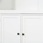 78.75''H 4-Tier Display Shelf, with 5-Colors Dimmable Ceiling Light, Freestanding Farmhouse Bookcases with Storage & Doors, Bookshelf with Adjustable Glass Shelves for Home & Office - White - Eloy Royal