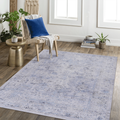 LOOM & LUXE 8x10 Area Rug, Washable Rug, Low-Pile, Non-Slip, Non-Shedding, Foldable, Kid & Pet Friendly - Area Rugs for living room, bedroom, kitchen (Blue/Cream, 8' x 10')