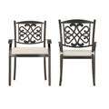 4-Piece Cast Aluminum Diagonal-Mesh Vines Backrest Dining Chairs (Beige)
