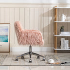HengMing Modern Faux fur home office chair, fluffy chair for girls, makeup vanity Chair - Eloy Royal