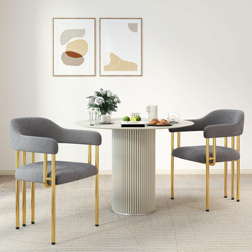 Dining Chair 2505 Grey Fabric Golden Finish