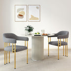 Dining Chair 2505 Grey Fabric Golden Finish