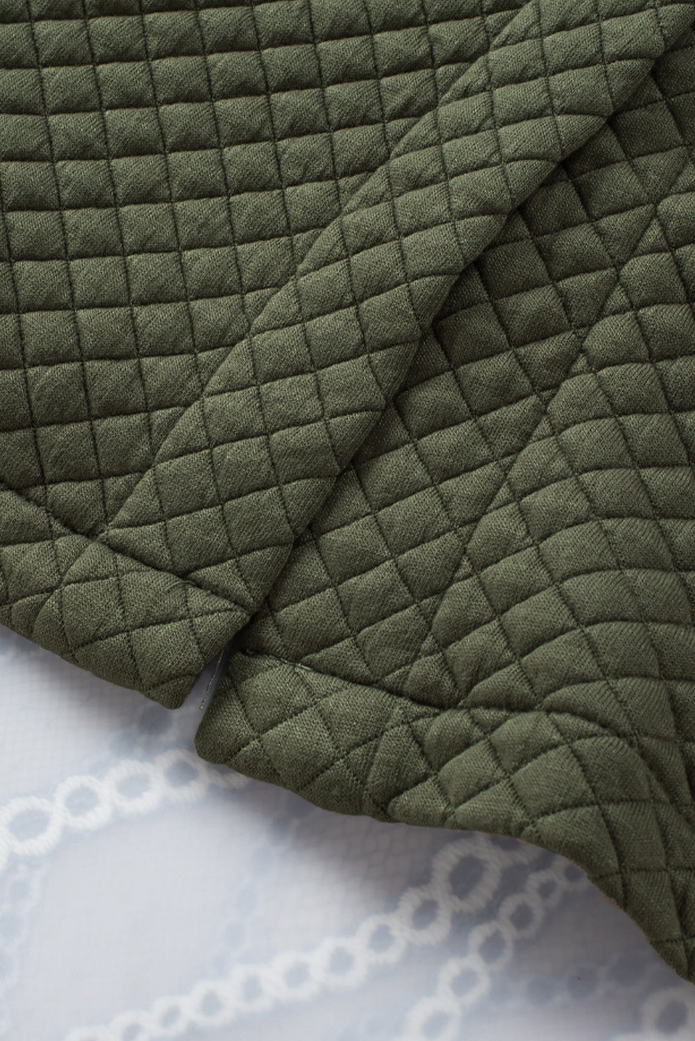 Wholesale Green Lattice Texture Pockets Button Up Quilted Shacket - Eloy Royal