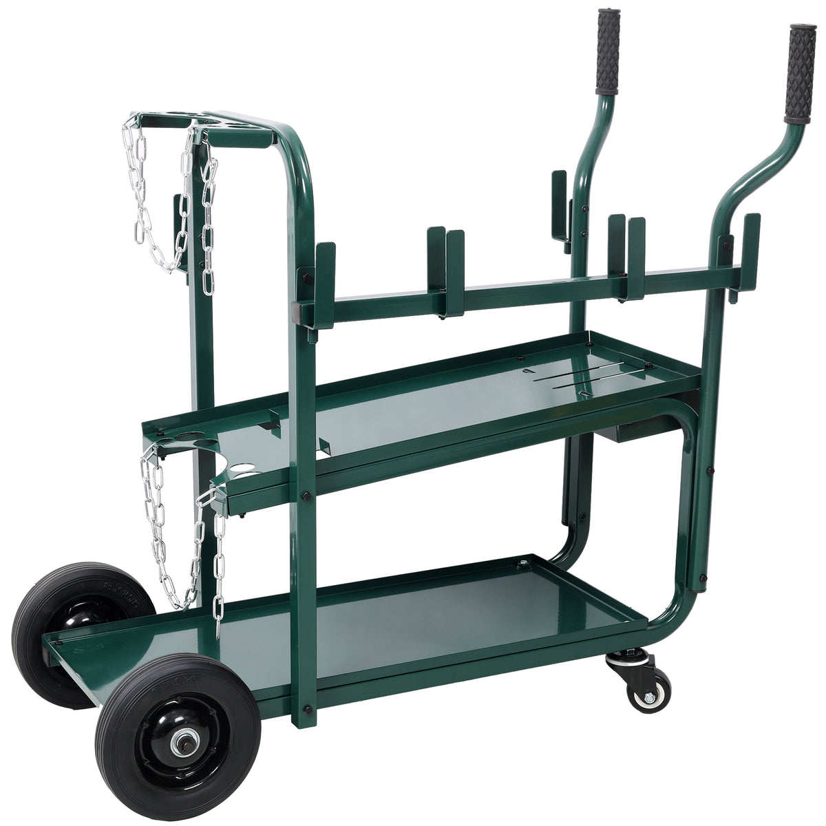 Heavy Duty 2-Tier Rolling Welding Cart Portable Welder Storage Trolley with Wheels for MIG TIG ARC Welder Plasma Cutter and Welding Accessories,Green Color
