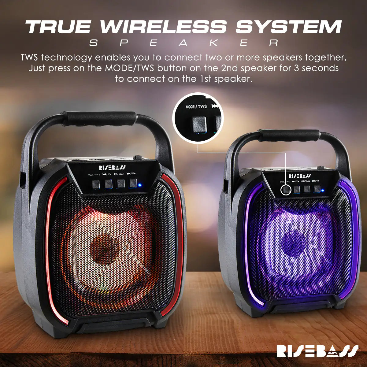 8" 600 watt Speaker - Portable Wireless Bluetooth Speaker with TWS Function