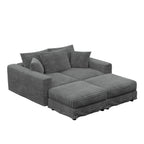 82.7 'Plush Corduroy 3-Seat Sofa,Modern Comfy Upholstered Sofa Cloud Couch,Deep Seat Couches with Soft Pillows and 2 Ottomans,Convertible Sofa Lounge Chair,for Living Room,Apartment,Office,Grey - Eloy Royal