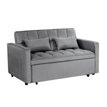 Modern 2-Seater Sofa, 54' Pull-Out Sleeper Sofa Bed for Living Room, Dark Gray