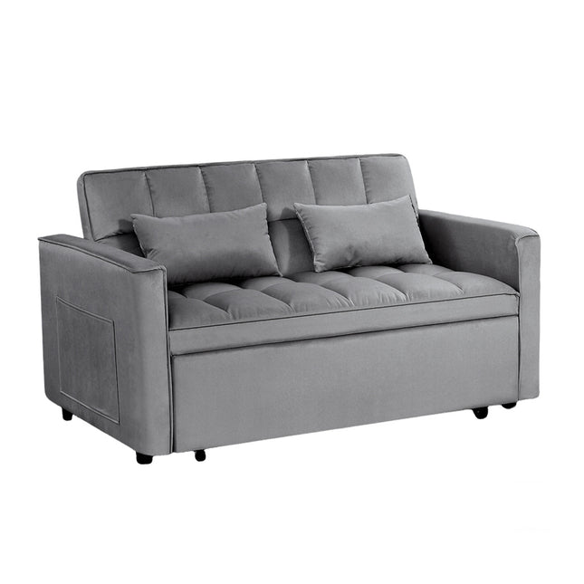 Modern 2-Seater Sofa, 54' Pull-Out Sleeper Sofa Bed for Living Room, Dark Gray