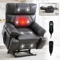 Dark Grey Leatheraire Heat Massage Dual Motor Infinite Position Up to 350 LBS Large Electric Power Lift Recliners with Hidden Cup Holders, Power-Remote, Medium-firm and Heavy Duty