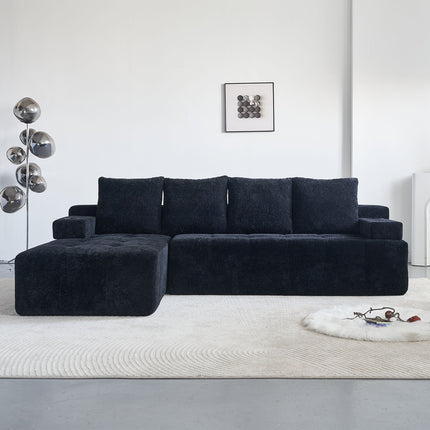 Modern Style L-Shaped Sectional Sofa with Side Pockets