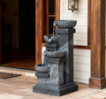 4-Tier Resin Cascading Bowls Outdoor Waterfall Fountain,Water Fountain,with LED Lights, Pump