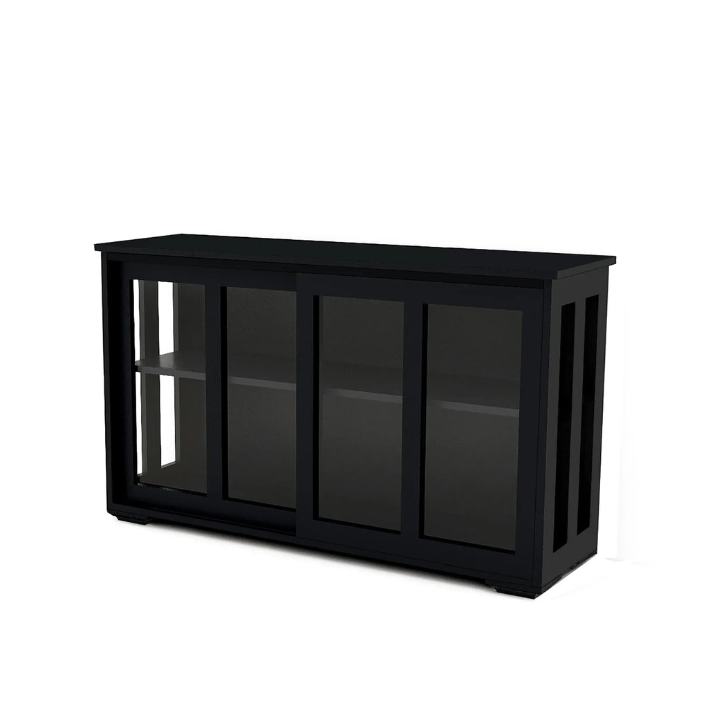Kitchen Storage Stand Cupboard With Glass Door-Black - Eloy Royal