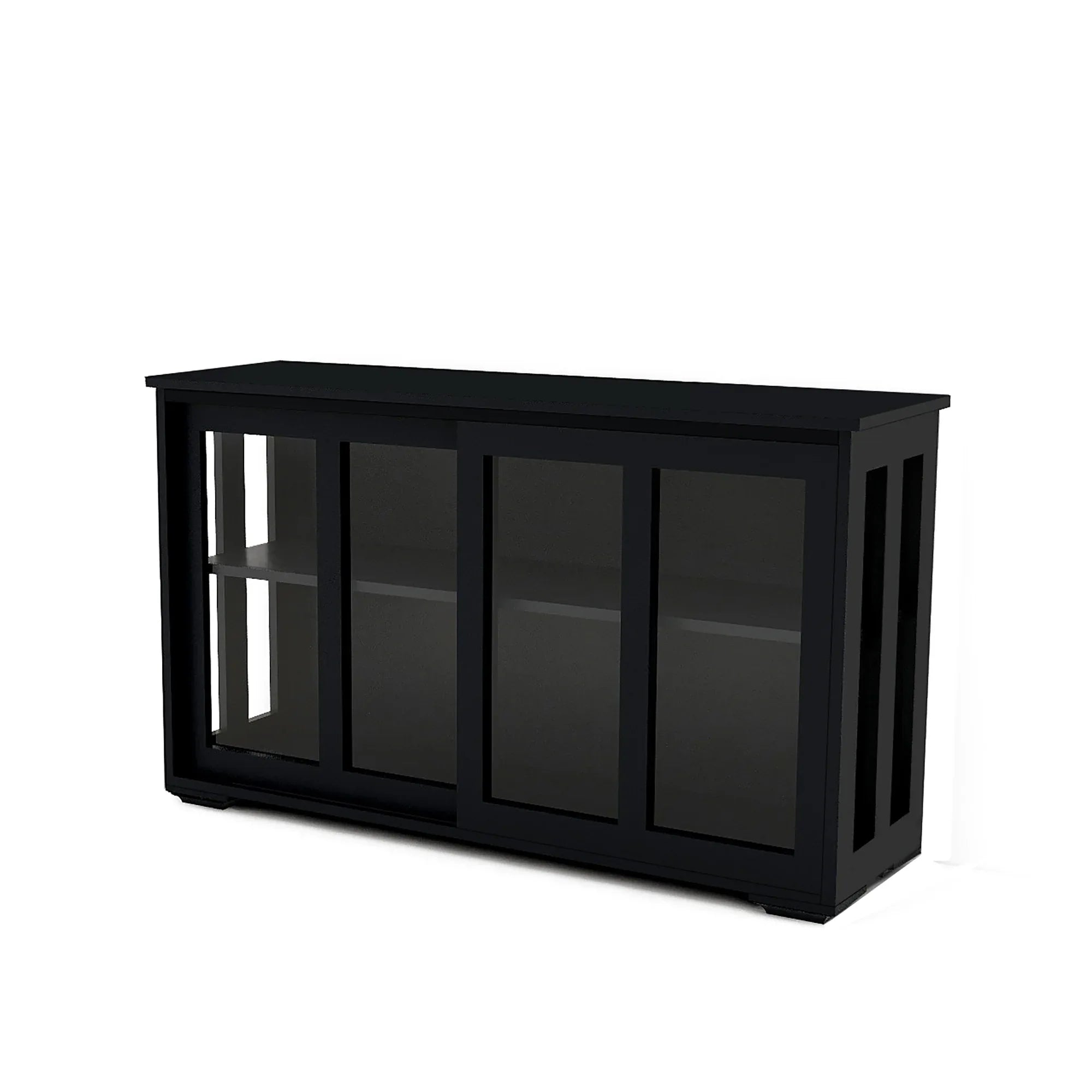 Kitchen Storage Stand Cupboard With Glass Door-Black - Eloy Royal