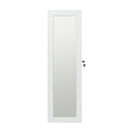 White Solid Wood Jewelry Armoire Organizer with Full-Length Mirror, Wall-Mounted Lockable Cabinet with LED Light, 47.5x14.3 in