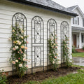 4 Pack Metal Garden Trellis 86.7' x 19.7' Rustproof Trellis for Climbing Plants Outdoor Flower Support Peacock Style Black