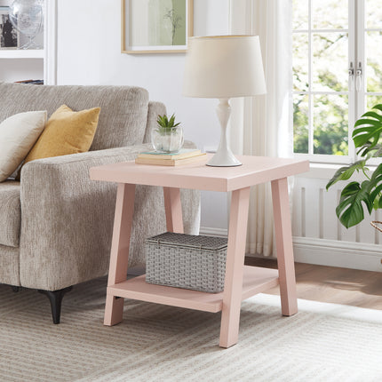 Athens Contemporary Wood Shelf End Table, Pink