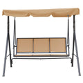 3-Seater Outdoor Adjustable Canopy Swing Steel Frame Textilene Patio Bench