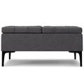 Laura Lift Top Storage Ottoman in Slate Grey Linen-Style Fabric with Solid Wood Frame and Metal Legs, 36x36x18 inches