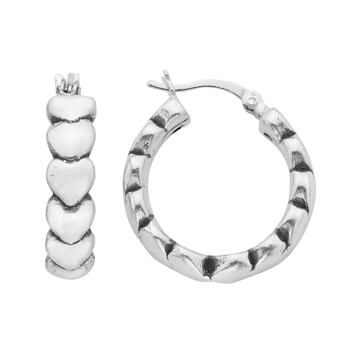 Sterling Silver Layered Heart Hoop Earrings - Eloy Royal