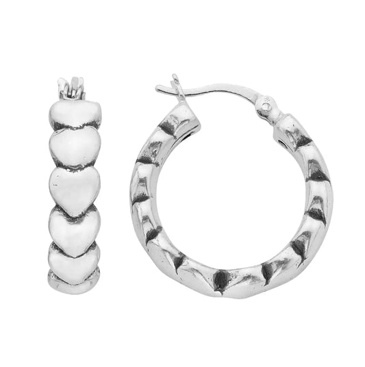 Sterling Silver Layered Heart Hoop Earrings - Eloy Royal