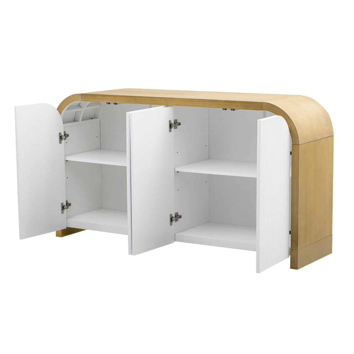 U-STYLE four door curved corner design wavy door panel cabinet with adjustable shelves
