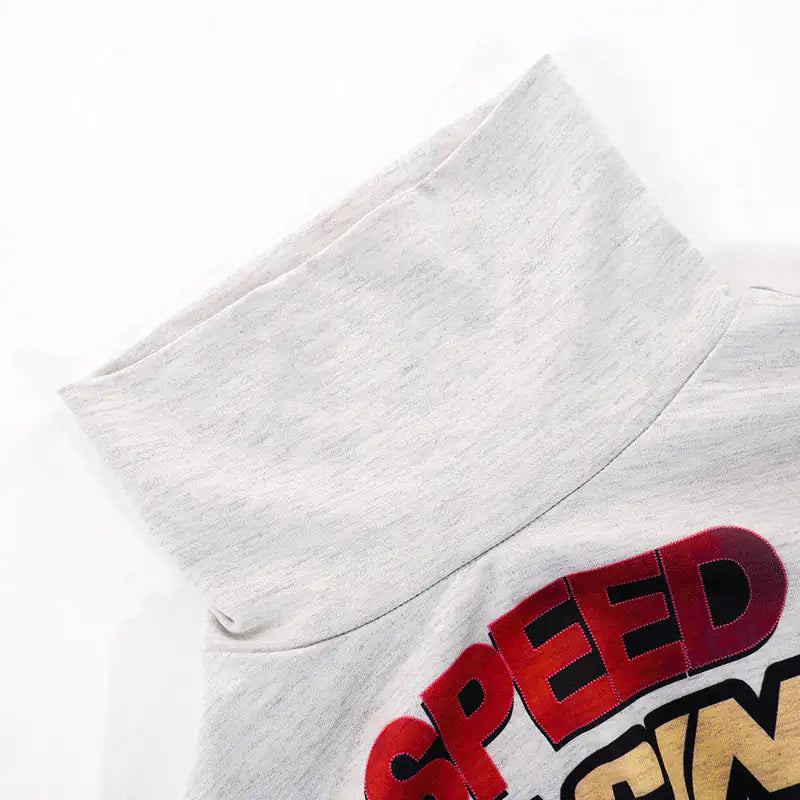 Speed Racing Cropped Knit Turtleneck Top - Eloy Royal