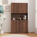 70.87' Tall Wardrobe& Kitchen Cabinet, with 6-Doors, 1-Open Shelves and 1-Drawer for bedroom,Walnut