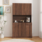 70.87' Tall Wardrobe& Kitchen Cabinet, with 6-Doors, 1-Open Shelves and 1-Drawer for bedroom,Walnut