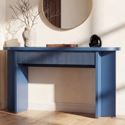 OMCHOM 55 Inch Console Table with 2 Drawers, Fluted Entryway Tables with Storage, Heavy Duty Sofa Table Behind The Couch, Mid Century Hallway Tables for Entryway, Hallway, Living Room