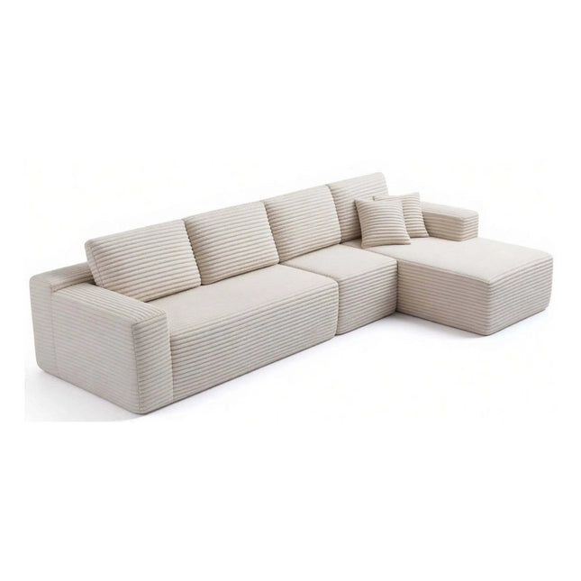 134' Modern Minimalist Modular Sectional Couch, Comfort L Shaped 4-Seat Lounge Sofa for Living Room, Right Hand Facing