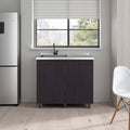 Wenge Gold Utility Sink Cabinet with 2 Doors and 3 Shelf