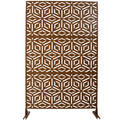 Outdoor & Indoor Privacy Screen Metal Privacy Screen 76' H×48' W, Freestanding Decorative Privacy Screen for Deck Balcony Patio, Privacy Fence Panels for Outside Lawn Garden PS115 BROWN